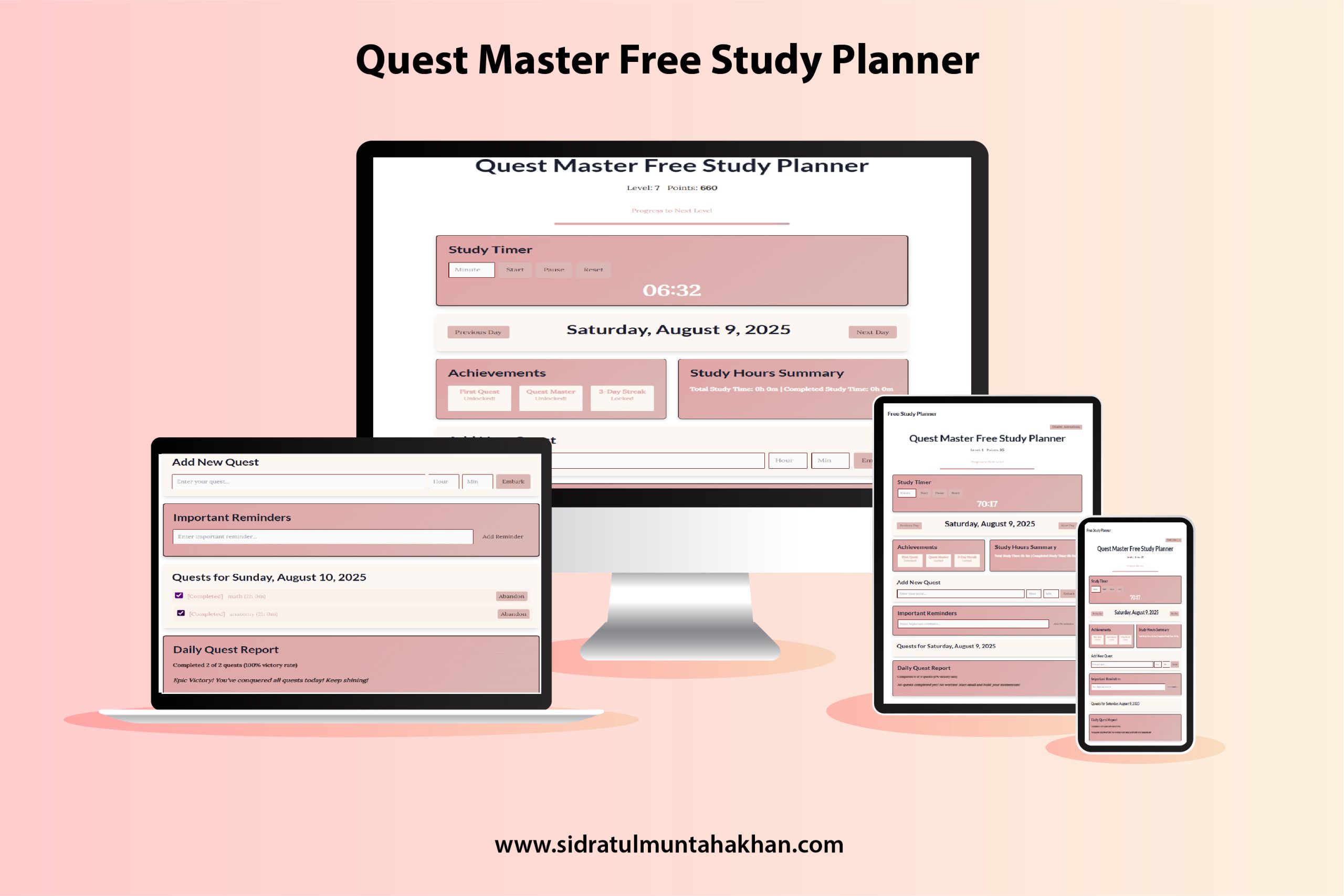 Quest Master Free Study Planner